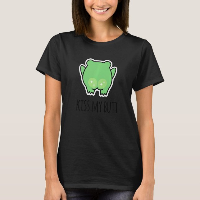Küss meinen Hintern Grüner Frosch T-Shirt (Vorderseite)