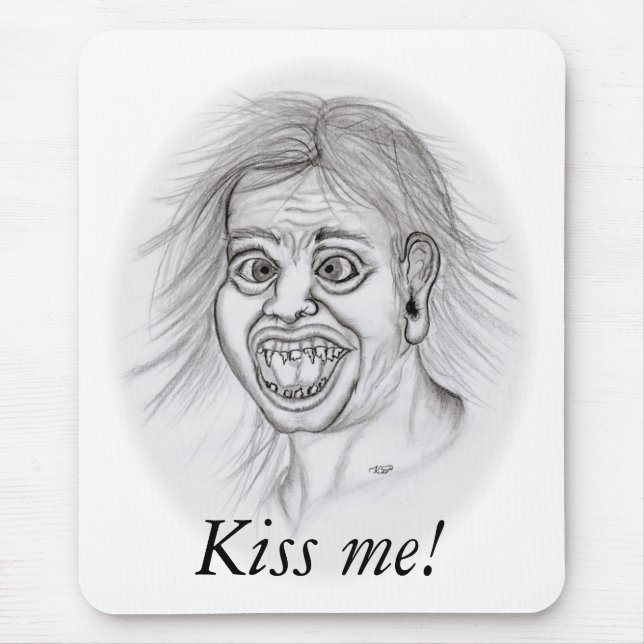 Küss mich! - Bleistiftzeichnung Mousepad (Vorne)