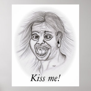 Küss mich! - Bleistiftzeichnung Poster