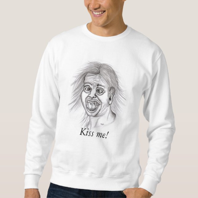 Küss mich! - Bleistiftzeichnung Sweatshirt (Vorderseite)