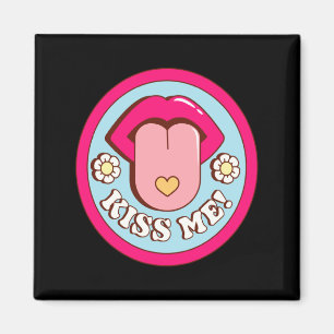Küss mich Blume Zunge Raus Valentinstag Frauen Mic Magnet
