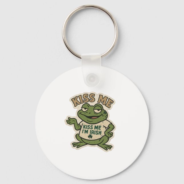 Küss mich Frosch St.Patrick's Day Schlüsselanhänger (Vorderseite)
