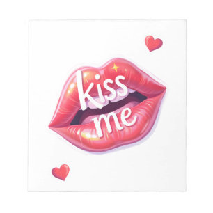 Küss mich Glänzende rote Lippen Kunstillustration Notizblock