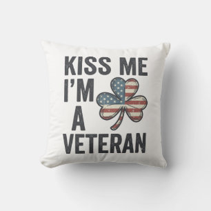 Küss mich, ich bin ein Veteran Shamrock Vintage-Sh Kissen