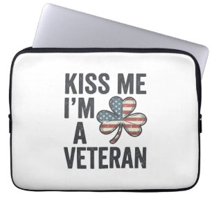 Küss mich, ich bin ein Veteran Shamrock Vintage-Sh Laptopschutzhülle