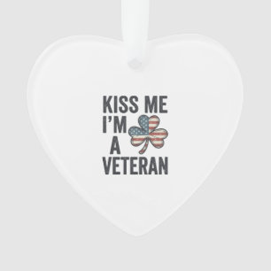 Küss mich, ich bin ein Veteran Shamrock Vintage-Sh Ornament
