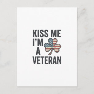 Küss mich, ich bin ein Veteran Shamrock Vintage-Sh Postkarte