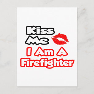 Küss mich ...ich bin Feuerwehrmann Postkarte