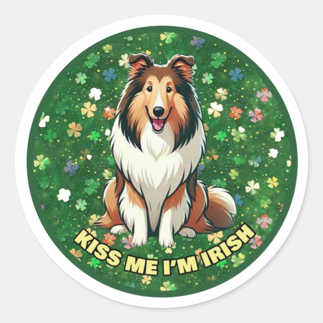 Küss mich, ich bin Ire Runder Aufkleber (Vorderseite)