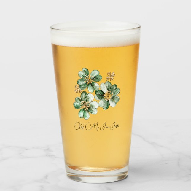 Küss mich, ich bin irisch Grüne Gold St. Patrick's Glas (Vorne (Gefüllt))