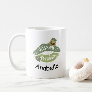 Küss mich, ich bin irisch Retro-Lippen Custom St. Kaffeetasse
