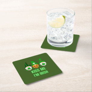 Küss mich, ich bin irisch St. Patrick's Day Gnom S Rechteckiger Pappuntersetzer