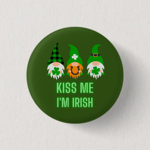 Küss mich, ich bin irisch St. Patricks Tag Gnom Kl Button