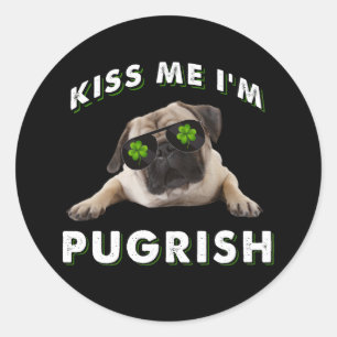 Küss mich i'm Pugrish Runder Aufkleber
