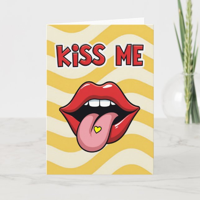 Küss mich Lippen Pop Art Fun Karte (Vorderseite)