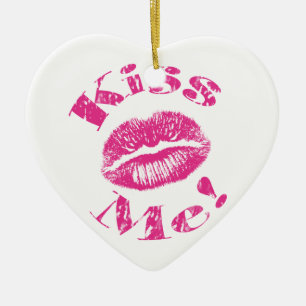 Küss mich! Rosa Lippen Keramikornament
