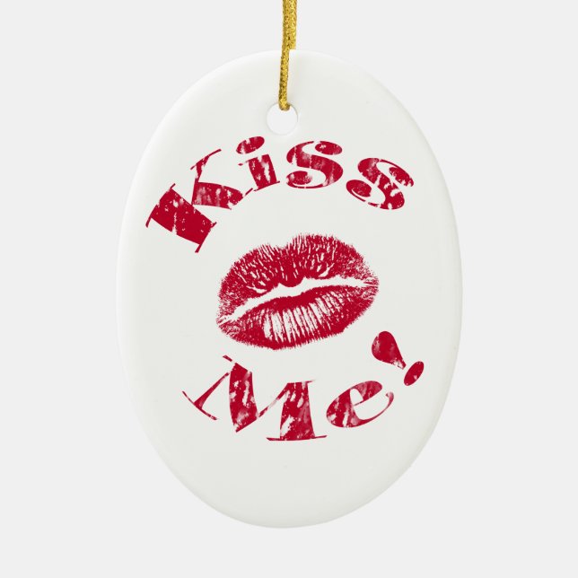 Küss mich! Rote Lippen Keramik Ornament (Vorne)