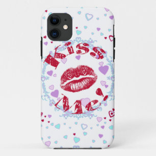 Küss mich! Rote Lippen mit Herz Case-Mate iPhone Hülle