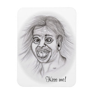 Küss mich! Stift gezeichnet Schwarzweißdesign Magnet