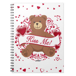 Küss mich! Teddybär zum Valentinstag Notizblock