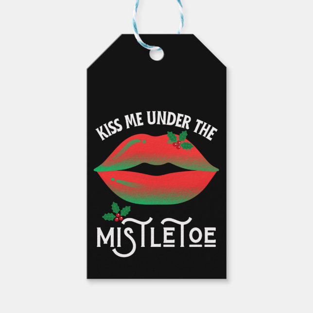 Küss mich unter dem Mistletoe Funny Ugly Weihnacht Geschenkanhänger (Vorderseite)