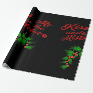 Küss mich unter dem Mistletoe Wrapping Paper (Blac Geschenkpapier