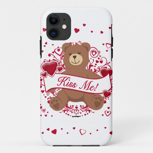Küss mich! Valentinstag Teddybär Case-Mate iPhone Hülle (Rückseite)