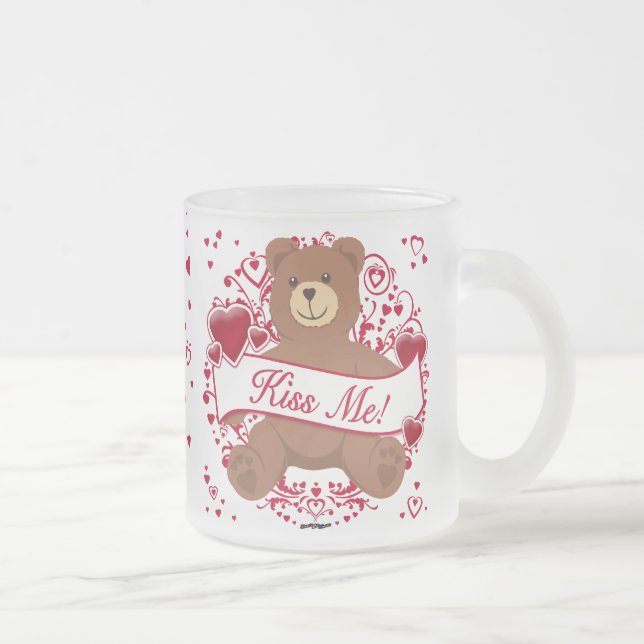 Küss mich! Valentinstag Teddybär Mattglastasse (Rechts)