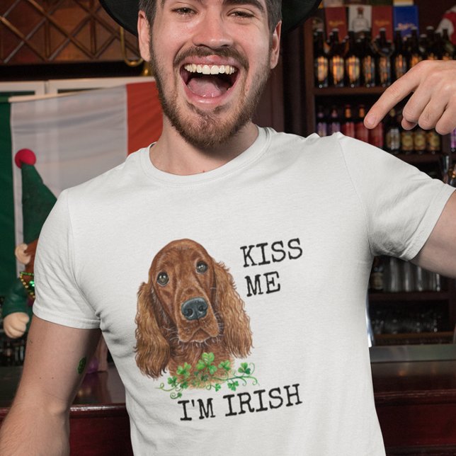 Küss mir, dass ich irisches Setter Dog-Kleeblatt b T-Shirt (Von Creator hochgeladen)