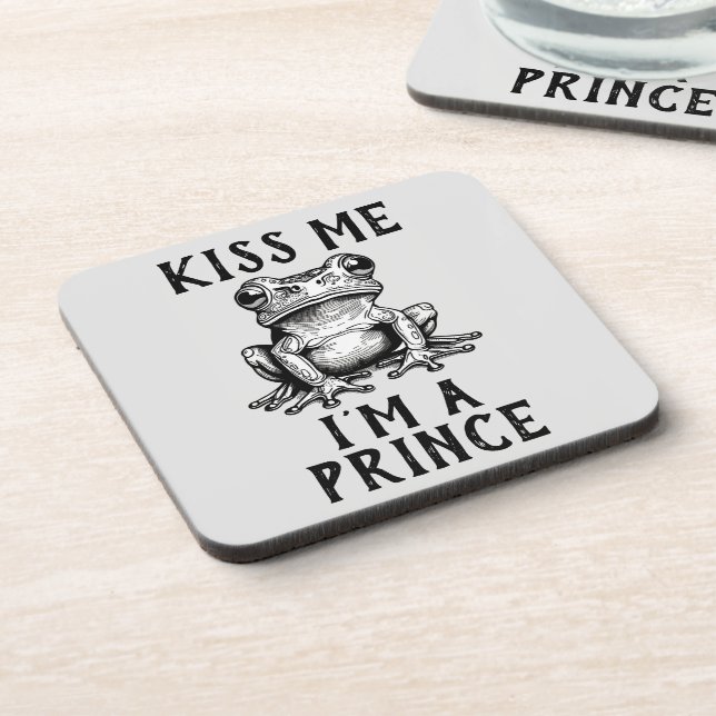 Küss mir, ich bin eine Prince Beverage Coaster Getränkeuntersetzer (Linke Seite)