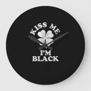 Kuss mir, ich bin schwarzer T - Shirt Große Wanduhr