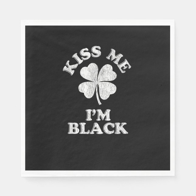Kuss mir, ich bin schwarzer T - Shirt Serviette (Vorderseite)