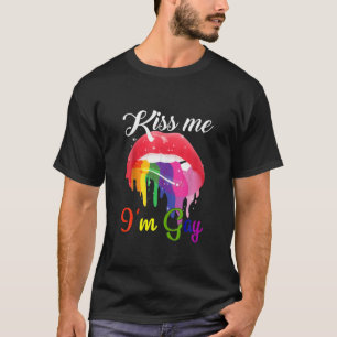 Küss mir, ich bin schwule LGBT-Pride-Regenbogenlip T-Shirt