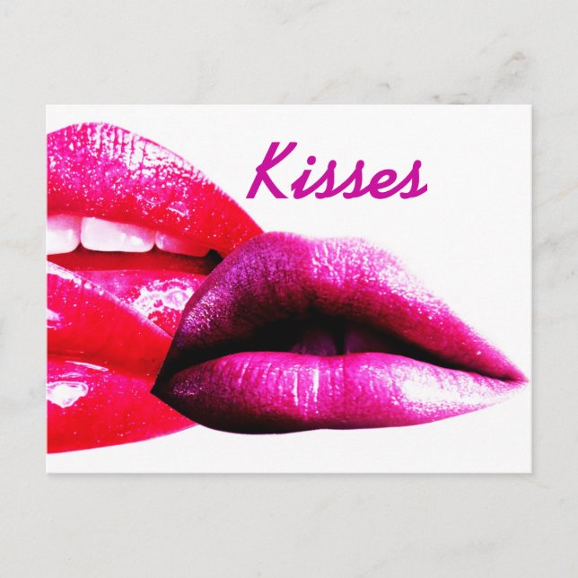 Küss, Postkarte mit Lippen (Vorderseite)
