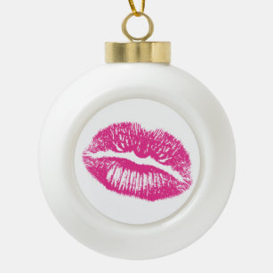 Kuss, rosa Lippen Keramik Kugel-Ornament