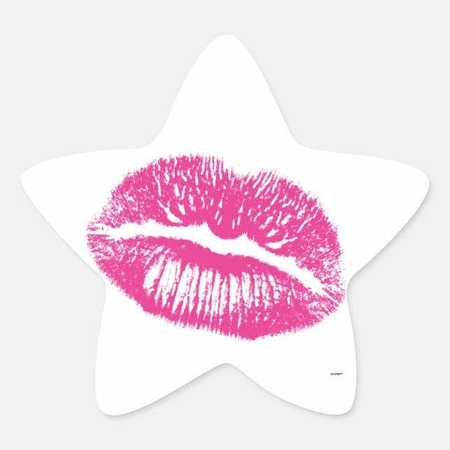 Kuss, rosa Lippen Stern-Aufkleber (Vorderseite)