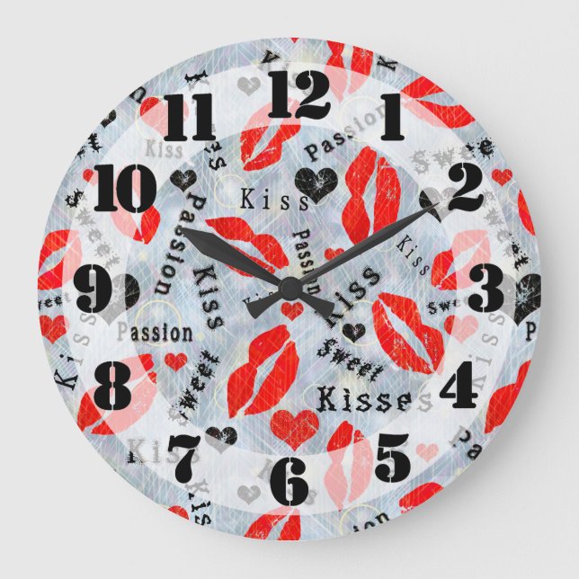 Kuss, rote Lippen. große Uhr (Vorderseite)
