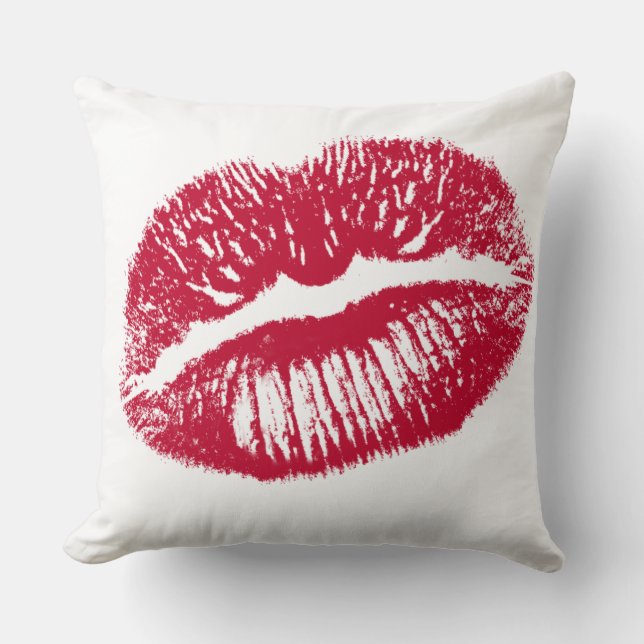 Kuss, rote Lippen Kissen (Vorderseite)