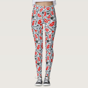 Kuss, rote Lippen. Leggings
