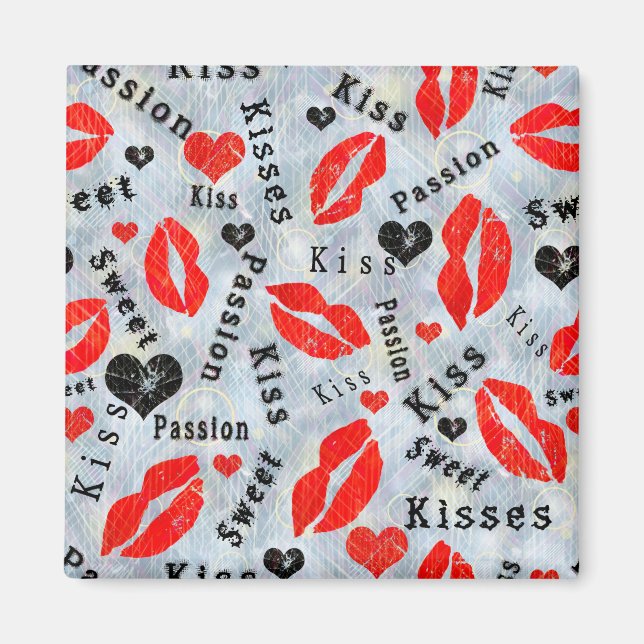 Kuss, rote Lippen. Magnet (Vorne)