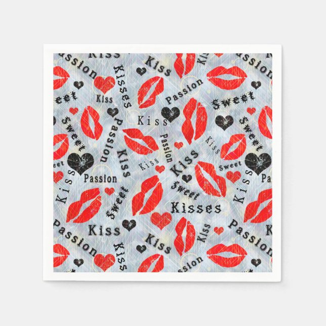 Kuss, rote Lippen. Serviette (Vorderseite)
