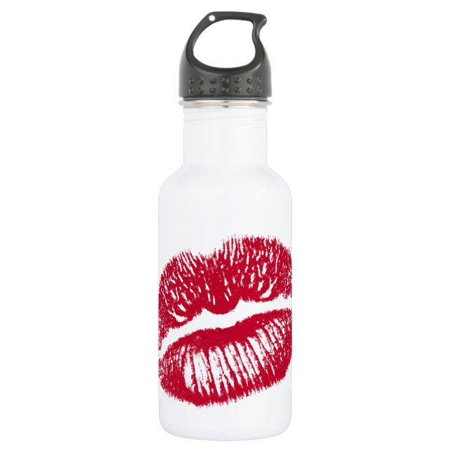 Kuss, rote Lippen Trinkflasche (Vorderseite)