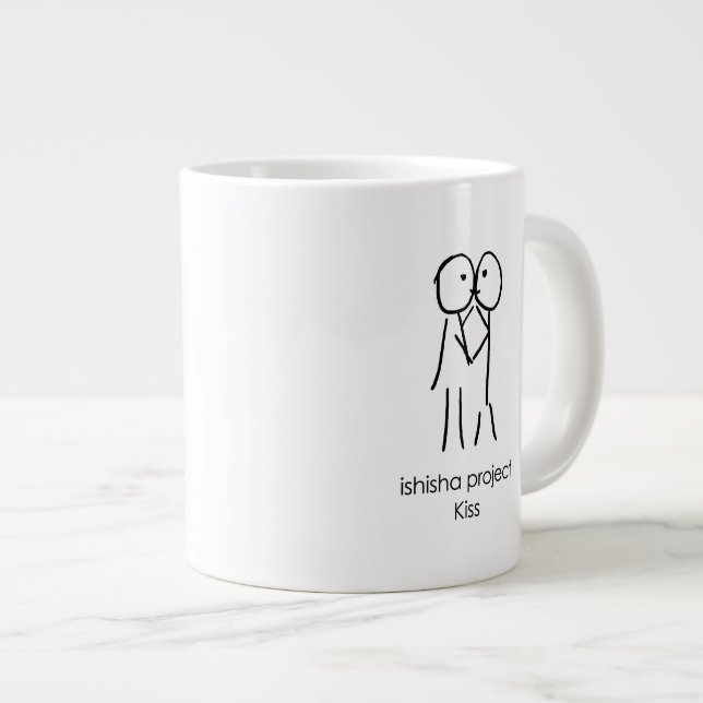 Kuss-Tasse - Liebe-Illustration Jumbo-Tasse (Vorderseite Rechts)