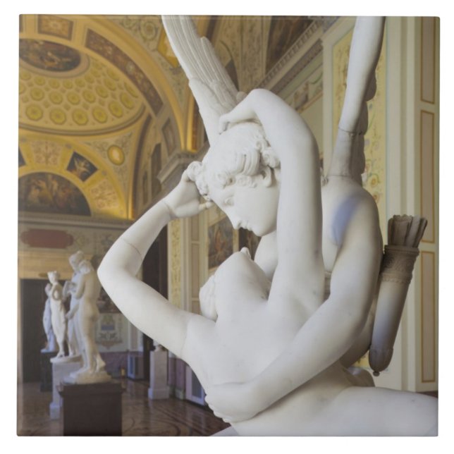 Kuss von Cupid und Psyche, von Antonio Canova Fliese (Vorderseite)