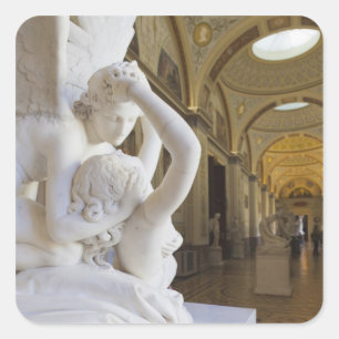 Kuss von Cupid und Psyche, von Antonio Canova Quadratischer Aufkleber