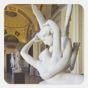 Kuss von Cupid und Psyche, von Antonio Canova Quadratischer Aufkleber