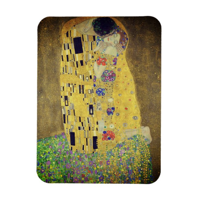 Kuss von Gustav Klimt, Detail 1 Magnet (Vertikal)