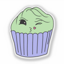 Küsschen-Minz-Cupcake Aufkleber