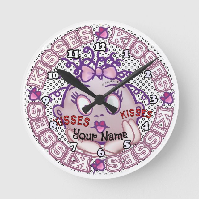 Küsse Gesicht Runde Wanduhr (Vorderseite)