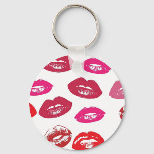 Küsse im Trend Muster üppige rosa Lippen mwah! Schlüsselanhänger